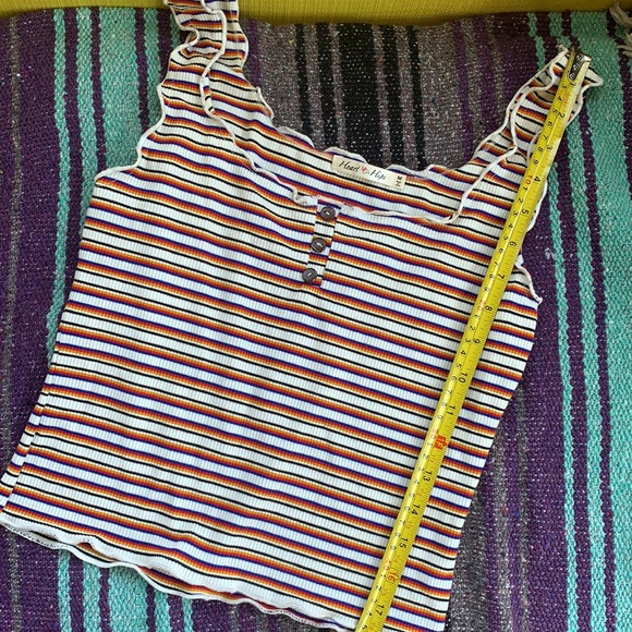 NWOT π Rainbow Striped Ribbed Crop Top - Picture 4 of 6
